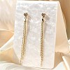 Heart Brass Tassel Stud Earrings EJEW-Z086-04G-2