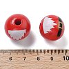 Christmas Printed Schima Wood  European Beads WOOD-G023-17B-3