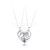 2Pcs Valentine's Day Alloy Forever Heart with Hands Magnetic Pendant Necklaces for Women Men WG7D3EF-01-1