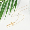 Ion Plating(IP) 304 Stainless Steel Religion Cross Pendant Cable Chain Necklaces for Women NJEW-P320-07G-2