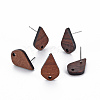 Walnut Wood Stud Earring Findings WOOD-S054-50-1