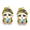 Printed Light Gold Tone Alloy Pendants ENAM-N056-208D-2