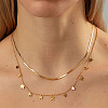 Stainless Steel Cable & Herringbone Chains Double Layer Necklaces SB7965-4