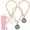 Flat Round with Letter Alloy Enamel Wine Glass Charms AJEW-AB00184-22-1