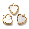 Ion Plating(IP) 304 Stainless Steel Pave Natural Shell Heart Charms STAS-P371-011G-1