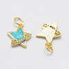 Brass Micro Pave Cubic Zirconia Charms KK-P135-06G-NR-2