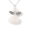 Angel Alloy and Spiral Shell Pendant Necklaces NJEW-JN04841-4