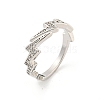 Lightning Bolt Brass Micro Pave Clear Cubic Zirconia Open Cuff Rings RJEW-G309-33P-1