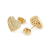 Brass Micro Pave Clear Cubic Zirconia Stud Earrings for Women EJEW-U030-02G-01-2