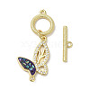 Brass Micro Pave Clear Cubic Zirconia Toggle Clasps KK-K385-005G-3