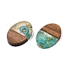 Transparent Resin and Walnut Wood Pendants RESI-T057-04I-3