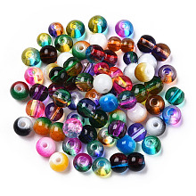 Mixed Style & Mixed Color Round Spray Painted Glass Beads DGLA-X0003-4mm