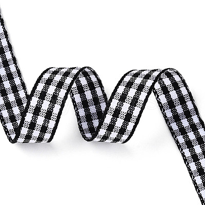 Single Face Plaid Polyester Satin Ribbon SRIB-T009-10B-1