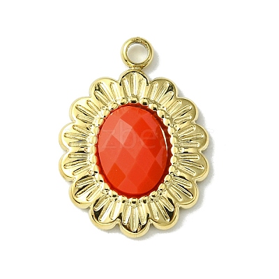 Ion Plating(IP) Real 14K Gold Plated 304 Stainless Steel with Glass Pendant FIND-Z028-30E-1