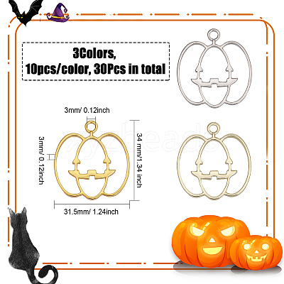 30Pcs 3 Colors Autumn Plating Alloy Open Back Bezel Pendants FIND-CA0007-79-1