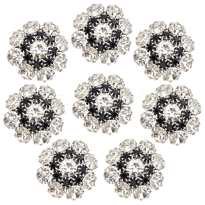16Pcs 1-Hole Alloy Rhinestone Shank Buttons BUTT-GF0003-60-1