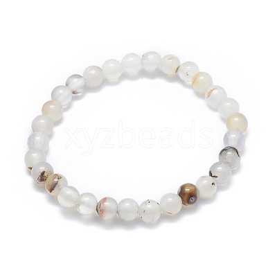 Natural Agate Bead Stretch Bracelets BJEW-K212-A-004-1