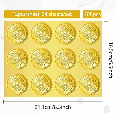 34 Sheets Self Adhesive Gold Foil Embossed Stickers DIY-WH0509-086-1