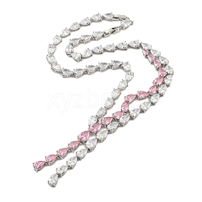 Brass Micro Pave Cubic Zirconia Necklaces NJEW-H027-01P-03-1