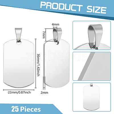 25Pcs 304 Stainless Steel Stamping Blank Tag Pendants STAS-BC0003-81-1