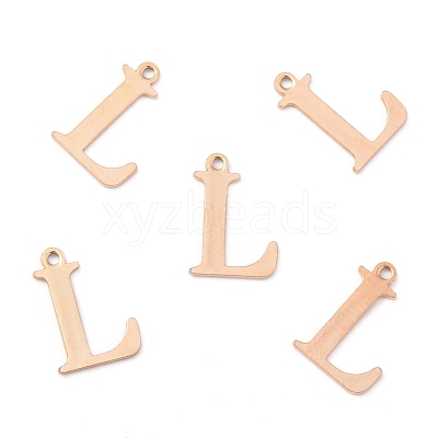 Ion Plating(IP) 304 Stainless Steel Alphabet Charms STAS-H122-L-RG-1