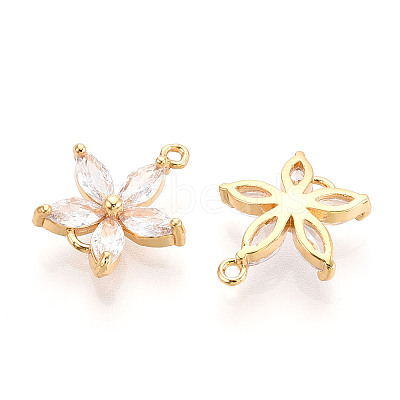 Brass Pave Clear Cubic Zirconia Connector Charms KK-T078-03G-04-1