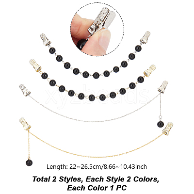 4Pcs Round Glass Pearl & Alloy Cardigan Clips HJEW-GA00087-1