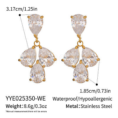 304 Stainless Steel Dangle Stud Earrings CT6883-2-1