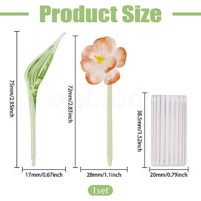 2Pcs Glass Flower Display Decorations AJEW-CO0001-04B-1
