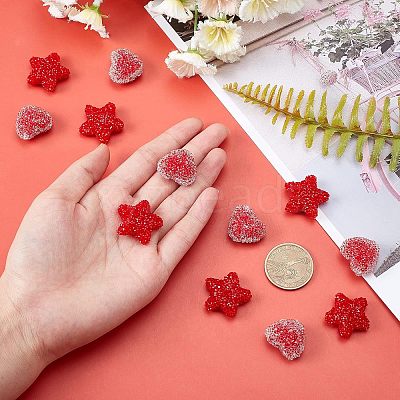 12Pcs 2 Style Resin Beads for Valentine's Day RESI-FH0001-26-1