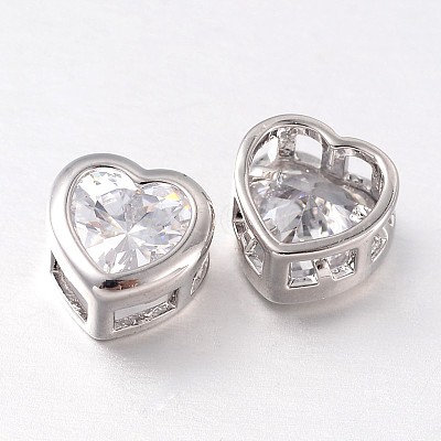 Heart Brass Rhinestone Beads RB-K041-25P-1