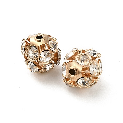 10mm Brass Rhinestone Beads X1-KK-S519-01C-01G-1