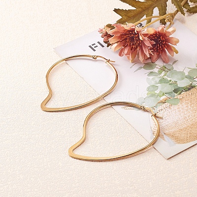 304 Stainless Steel Big Hoop Earrings EJEW-SZ0001-13G-1