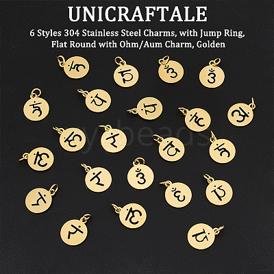 24Pcs 6 Styles 304 Stainless Steel Charms STAS-UN0048-91-1