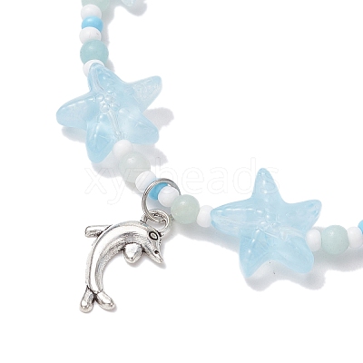 3Pcs 3 Colors Spray Painted Glass Star Beads & Natural Rose Quartz & Amazonite & Green Aventurine Beads Stretch Bracelets for Women BJEW-MZ00175-1