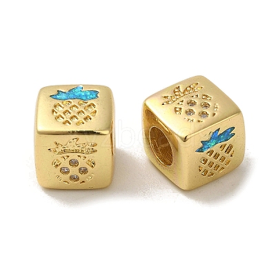 Rack Plating Brass Micro Pave Cubic Zirconia Beads KK-P268-01G-03-1