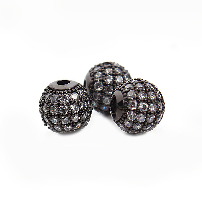 CZ Brass Micro Pave Grade AAA Clear Color Cubic Zirconia Round Beads LS-KK-O065-6mm-05B-NR-1