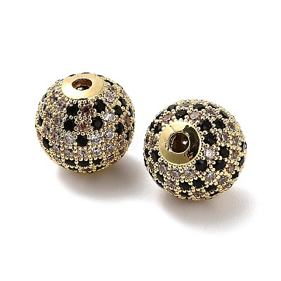 Brass Micro Pave Cubic Zirconia Beads KK-L229-024G-1