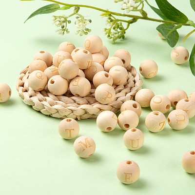 104Pcs 26 Style Unfinished Natural Wood European Beads WOOD-LS0001-03-1