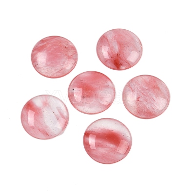 Cherry Quartz Glass Cabochons G-H1596-FR-25mm-27-1