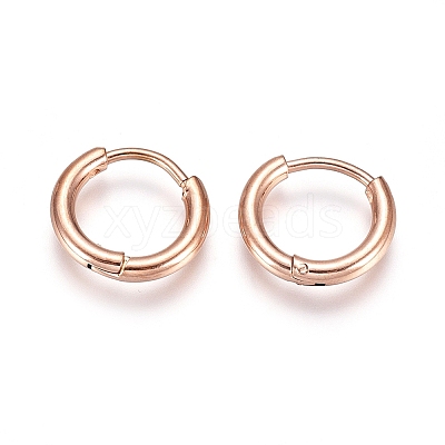 304 Stainless Steel Huggie Hoop Earrings EJEW-G272-02-8mm-RG-1