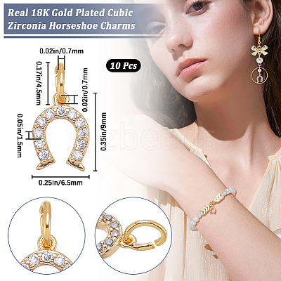 10Pcs Brass Micro Pave Clear Cubic Zirconia Charms KK-CN0002-85-1