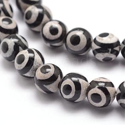 Tibetan Style 3-Eye dZi Beads G-K166-01-8mm-L1-01-1