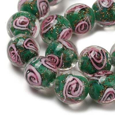 Handmade Gold Sand Lampwork Beads Strands LAMP-OC0001-53B-1