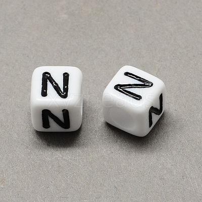 Large Hole Acrylic Letter European Beads SACR-Q103-6mm-01N-1