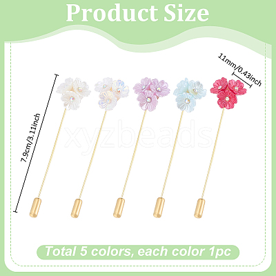 5Pcs Forget-me-not Alloy Lapel Pins JEWB-PH01277-1
