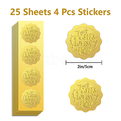 Plastic Self Adhesive Gold Foil Embossed Stickers DIY-WH0211-571-1
