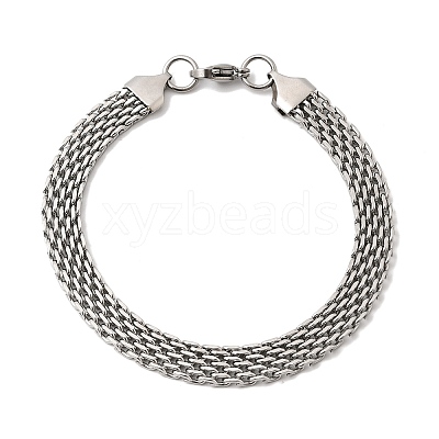 201 Stainless Steel Link Chain Bracelets for Women Men STAS-T077-20P-02-1