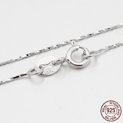 Anti-Tarnish Rhodium Plated 925 Sterling Silver Boston Link Chain Necklaces STER-M086-17A-1