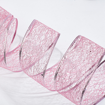 Glitter Polyester Satin Ribbon AJEW-WH0472-28B-1